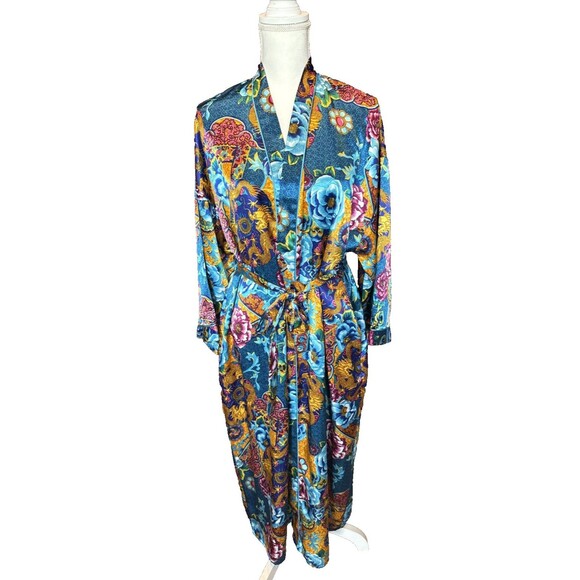 Dora C. Other - Vintage Dora C. Robe Kimono Floral Asian Multicolor Long Satin